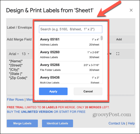 print-labels-google-sheets-select-label