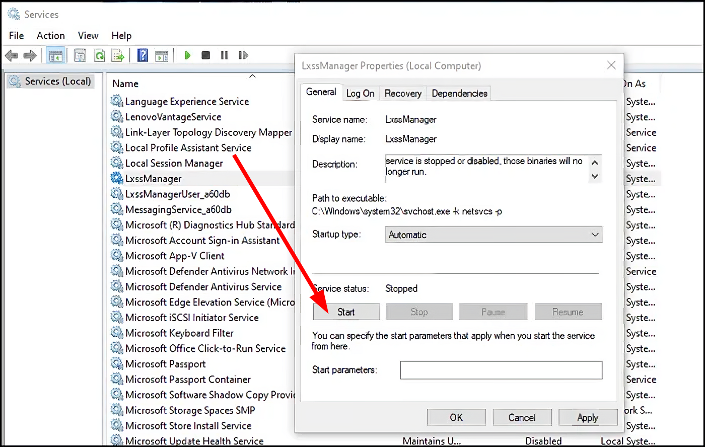 start-lxssmanagaer
